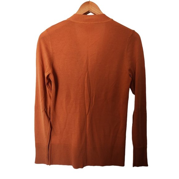 Tory Burch Boyfriend Simone Cardigan Orange 100% Wool XS Logo Buttons‎ - Picture 14 of 16